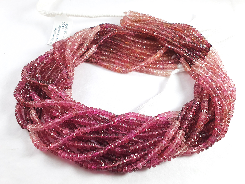 Order Pink Tourmaline Shaded Faceted Roundelle Shape Beads At Wholesale