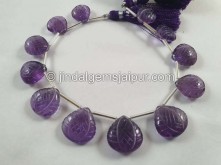 Amethyst Big Carved Crown Heart Beads