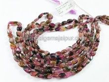 Bi Color Tourmaline Smooth Oval Shape Beads