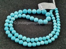 Natural Sky Blue Turquoise Smooth Round Balls Beads