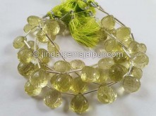 Lemon Quartz Carved Crown Heart Beads