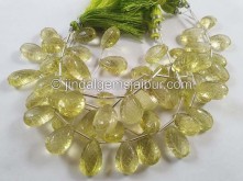 Lemon Quartz Carved Crown Pear Beads