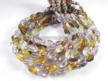 Multi Stone Faceted Cardamom Shape Beads