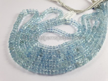 Aquamarine Faceted Roundelle Shape Beads