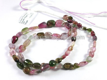 Bi Color Tourmaline Smooth Nuggets Shape Beads