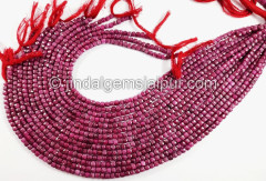 Ruby Faceted Cube Shape Beads