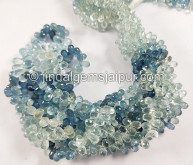 Santa Maria Aquamarine Shaded Faceted Drops Shape Beads