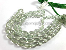 Green Amethyst Step Cut Oval Shape Beads