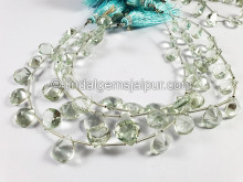 Green Amethyst Concave Cut Heart Shape Beads