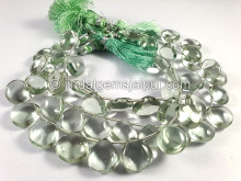 Green Amethyst Smooth Heart Shape Beads
