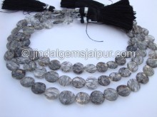 Black Rutile Faceted Coin Beads