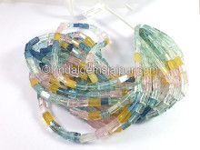 Multi Aquamarine Faceted Pipe Shape Beads