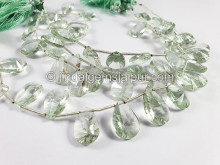 Green Amethyst Double Concave Cut Pear Shape Beads