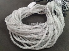 White Zircon Faceted Roundelle Shape Beads