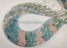 Multi Aquamarine Smooth Roundelle Shape Beads