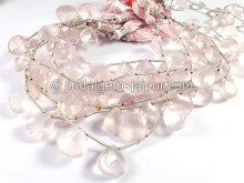 Rose Quartz Concave Cut Heart Shape Beads