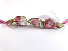 Watermelon Tourmaline Smooth Slices Beads