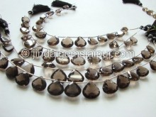Smokey Concave Cut Heart Shape Beads