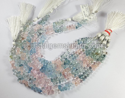 Multi Aquamarine Faceted Drops Shape Small Beads Multi Aquamarine Faceted Drops Shape Small Beads