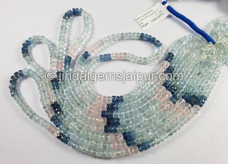 Multi Aquamarine Faceted Roundelle Shape Beads Multi Aquamarine Faceted Roundelle Shape Beads