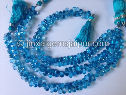 Swiss Blue Topaz Faceted Drops Shape Beads Swiss Blue Topaz Faceted Drops Shape Beads