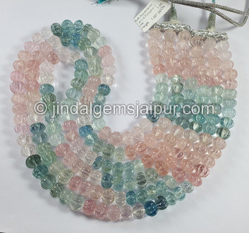 Multi Aquamarine Carved Pumpkin Shape Beads Multi Aquamarine Carved Pumpkin Shape Beads
