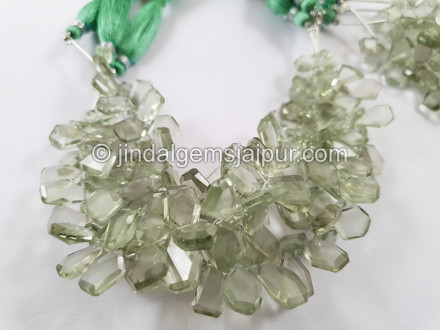 Green Amethyst Flat Table Cut Fancy Beads Green Amethyst Flat Table Cut Fancy Beads