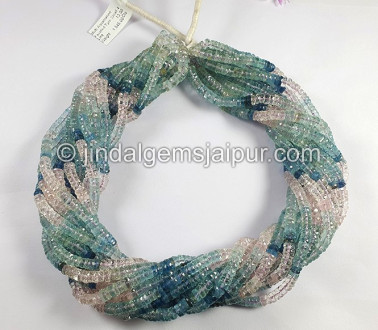 Multi Aquamarine Faceted Tyre Shape Small Beads Multi Aquamarine Faceted Tyre Shape Small Beads