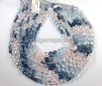 Multi Aquamarine Faceted Oval Shape Beads Multi Aquamarine Faceted Oval Shape Beads