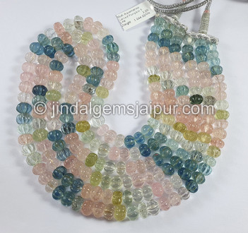 Multi Aquamarine Carved Pumpkin Shape Beads Multi Aquamarine Carved Pumpkin Shape Beads