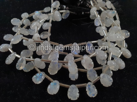 Rainbow Moonstone Carved Pear Shape Beads Rainbow Moonstone Carved Pear Shape Beads