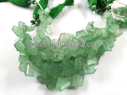 Green Strawberry Quartz Flat Table Cut Fancy Beads Green Strawberry Quartz Flat Table Cut Fancy Beads