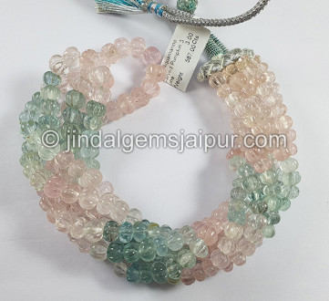 Multi Aquamarine Carved Pumpkin Shape Beads Multi Aquamarine Carved Pumpkin Shape Beads
