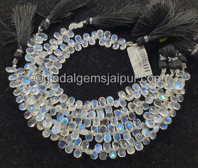 White Rainbow Smooth Pear Shape Beads White Rainbow Smooth Pear Shape Beads