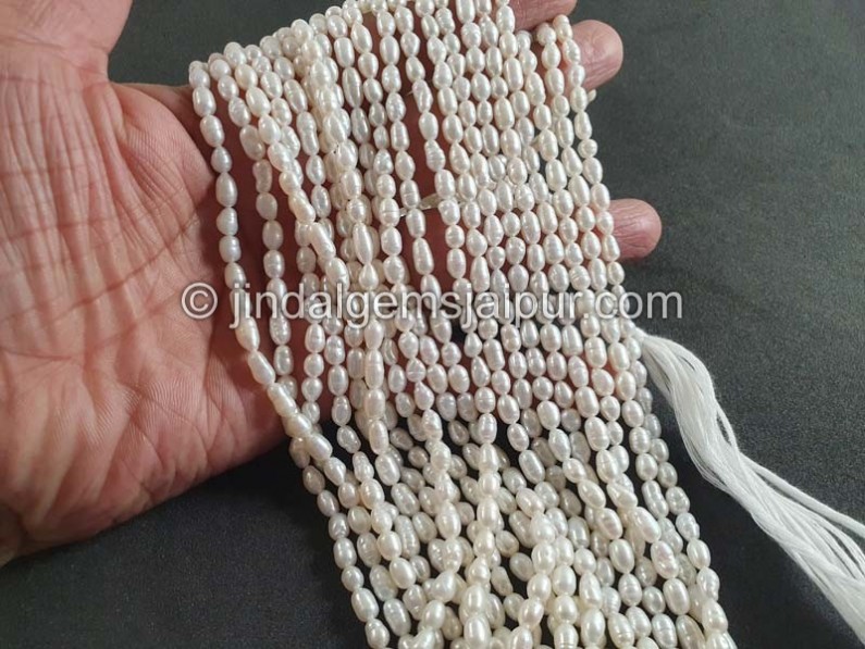 White Smooth Rice Pearl Beads