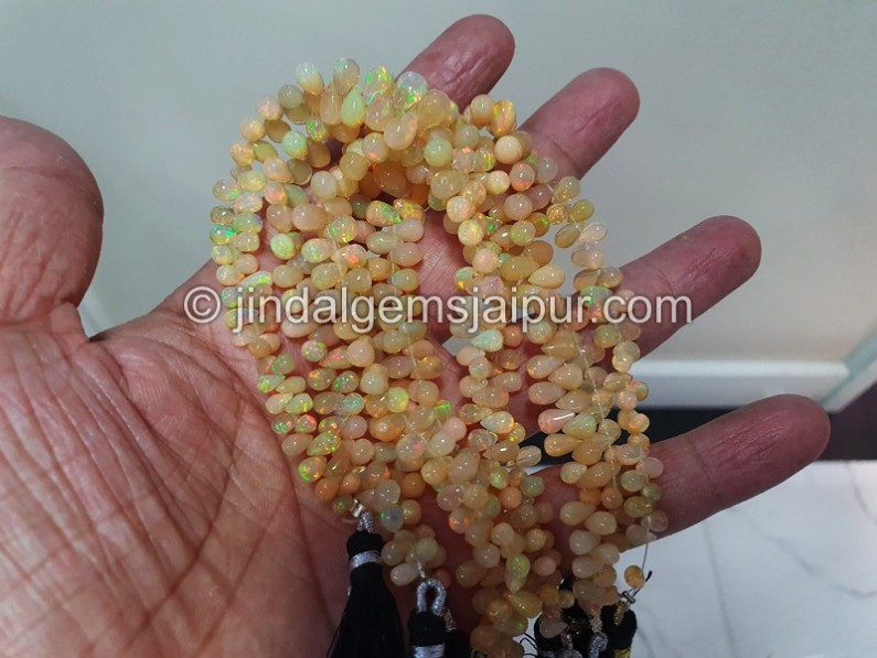 Orange Ethiopian Opal Smooth Drops Beads