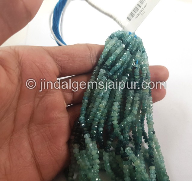 Grandidierite Shaded Faceted Roundelle Beads