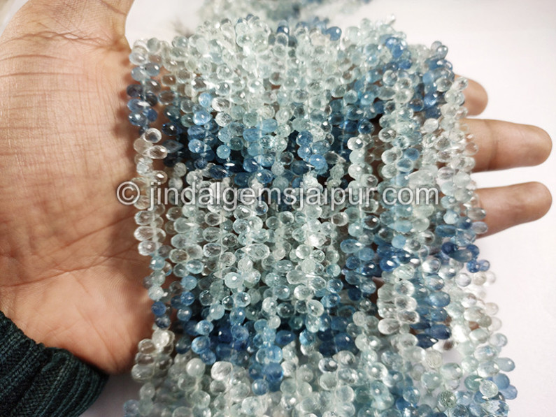 Santa Maria Aquamarine Shaded Faceted Drops Shape Beads