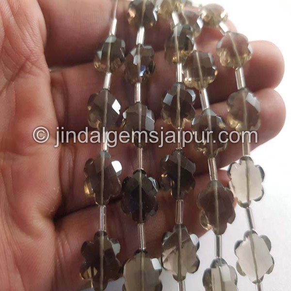 Smoky Faceted Flower Beads