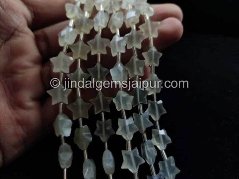 White Moonstone Faceted Star Beads