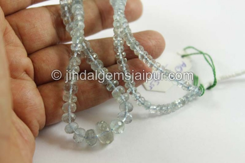 Golden Moss Aquamarine Faceted Roundelle Beads