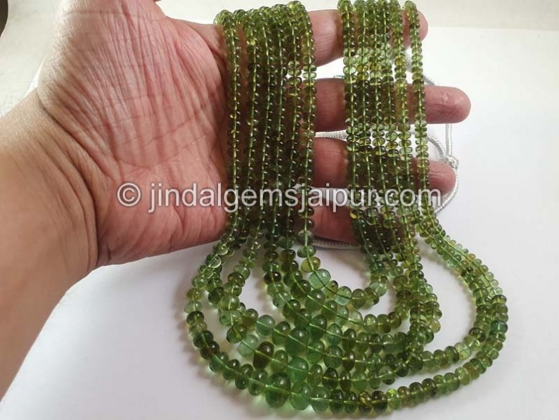 Parrot Green Tourmaline Smooth Roundelle Beads