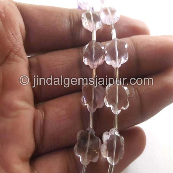 Pink Amethyst Faceted Flower Shape Beads