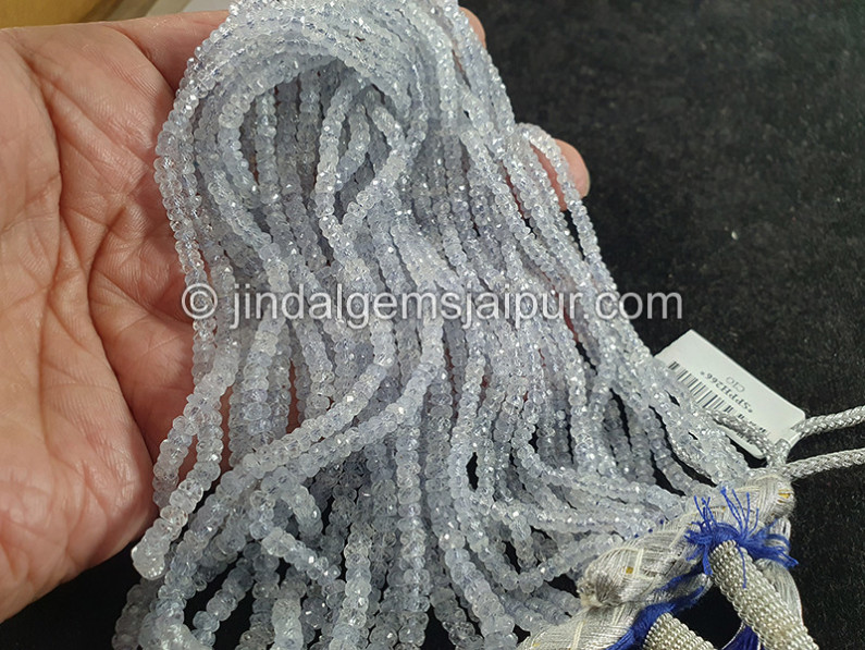 White Sapphire Faceted Roundelle Shape Beads