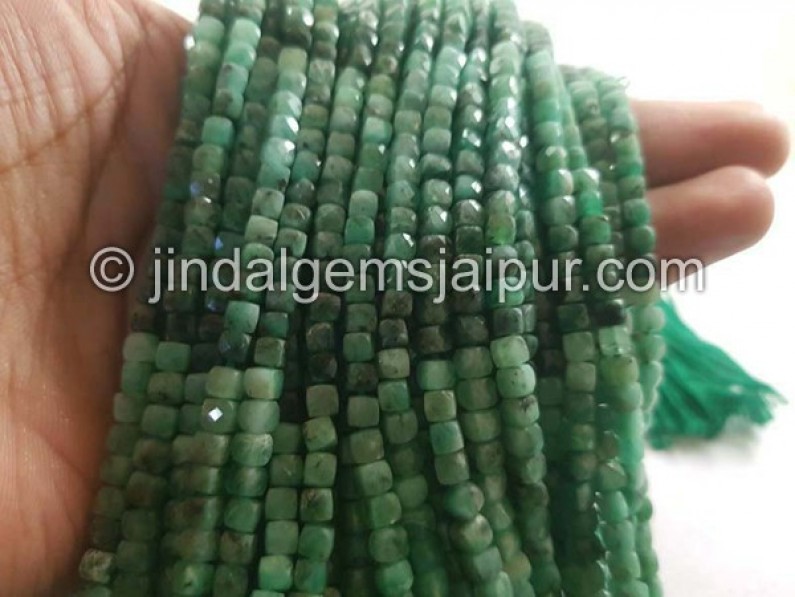 Emerald Shaded Faceted Cube Beads