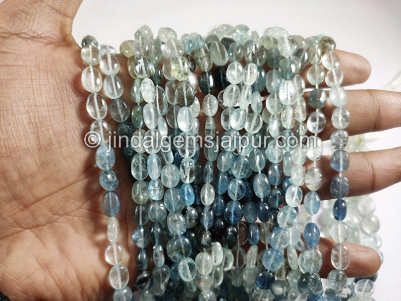 Santa Maria Aquamarine Shaded Smooth Oval Shape Beads