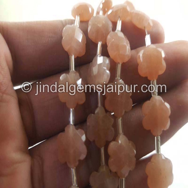 Peach Moonstone Faceted Flower Beads