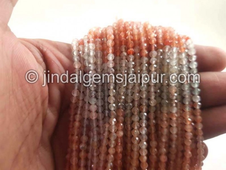 Multi Sunstone Faceted Roundelle Shape Beads