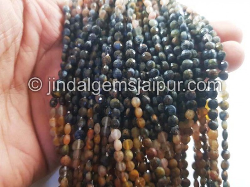 Pietersite Faceted Coin Shape Beads