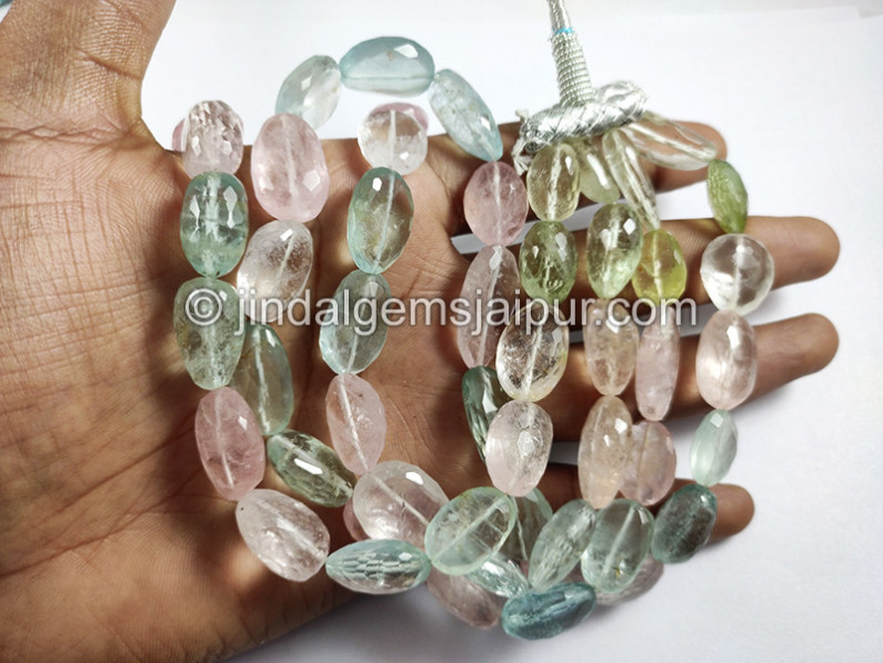 Multi Aquamarine Faceted Nuggets Shape Beads